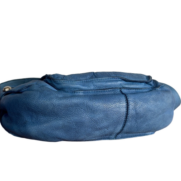 Anthropologie Lucky Penny Blue Leather Faded Crossbody Boho Bag - Picture 7 of 9
